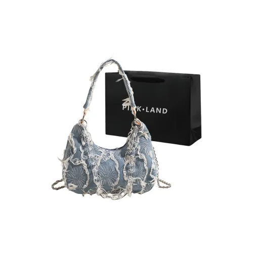 PINK·LAND Denim Portable Crossbody Bag, Shoulder Bag Women's Blue
