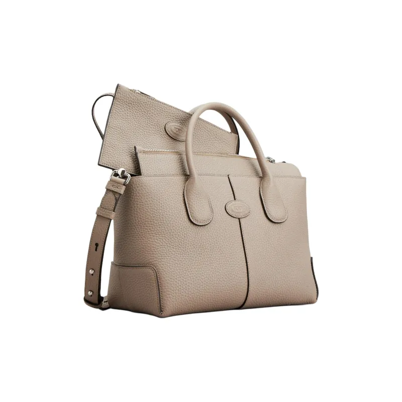 TOD'S Leather Tote Bag, Shopping Bag Small Size Women's Beige Yellow-1