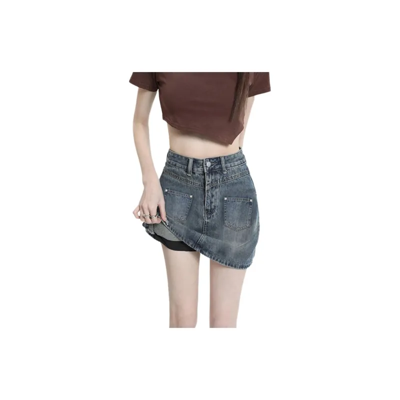 Weixi Denim Short Skirts Women's Blue-5