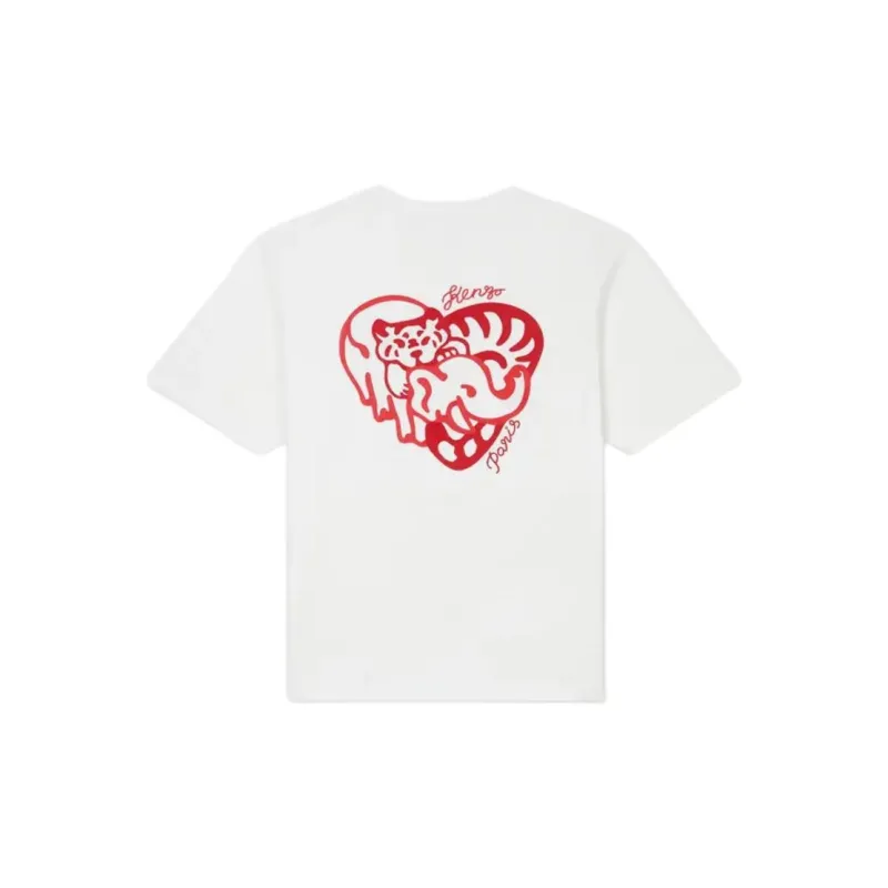 KENZO Heart Embroidered Oversized T Shirt-1