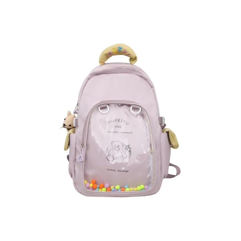 DALO Nylon With PVC Backpack Women's Black/Purple/White-1