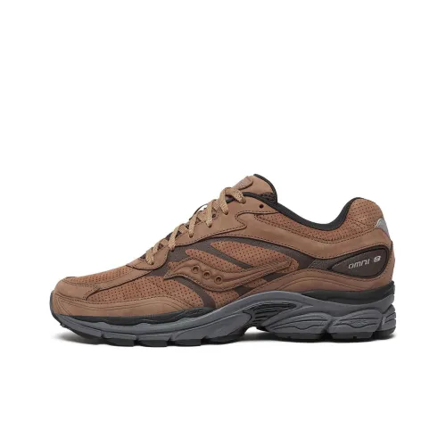 Saucony Pro Grid Omni 9 Anti Slip Wear Resistant Low Top Casual Running Shoes Unisex Brown