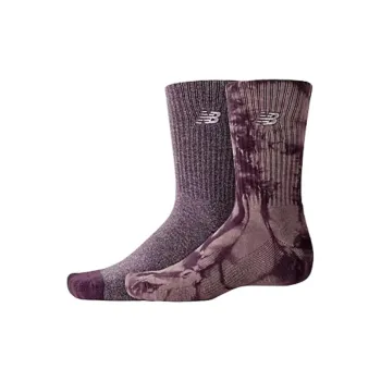New Balance Lifestyle Tie Dye Midcalf Socks 2 Pack Mid Calf Socks Unisex 2 Pack Purple