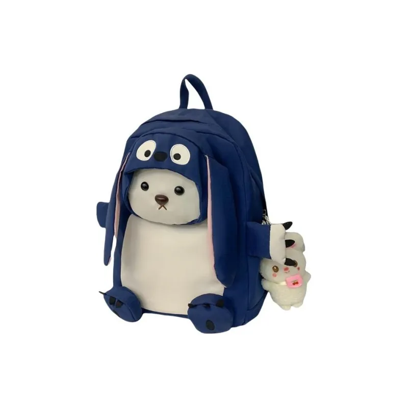 SUPERCUTE Nylon Backpack Women's Black/Pink/Dark Blue-1