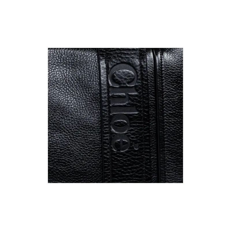 Chloe Woody Calfskin Tote Bag Shopping Bag Handbag Medium Size Women's Black-3