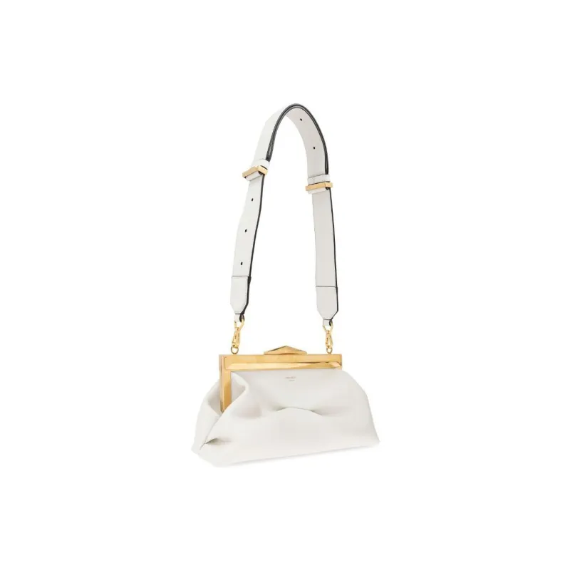 Jimmy Choo Logo Detailed Draped Clutch Bag-1