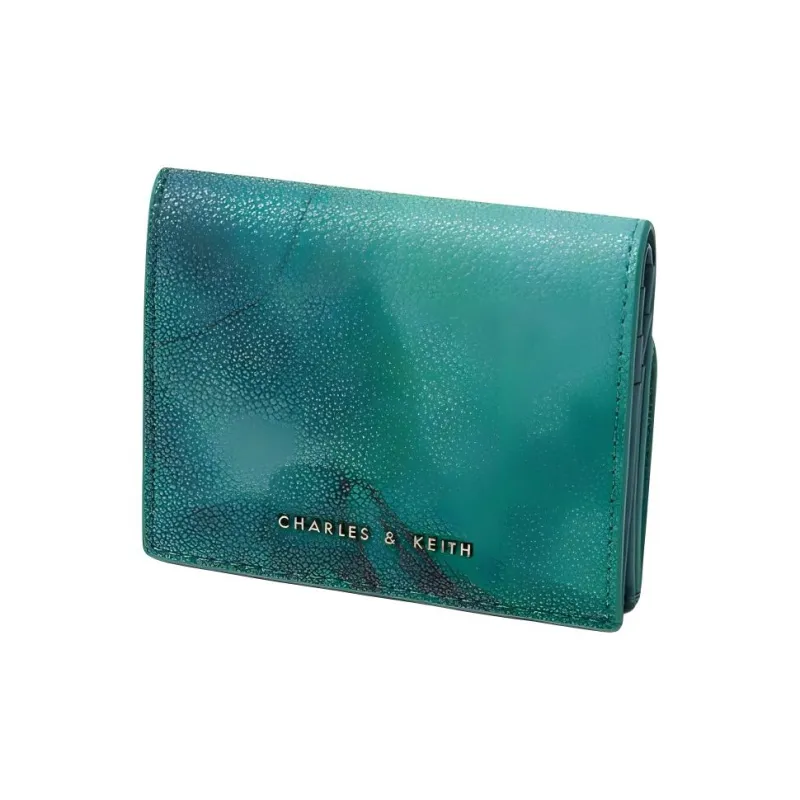CHARLES&KEITH Leather Coin Purse Card Holder Wallet Mini Women's Pumpkin/Pale Pink/Blue Green-8