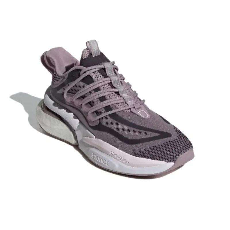 Adidas ALPHABOOST V1 Anti-Slip Wear-Resistant Low-Top Casual Running Shoes Women's Purple Gray-4