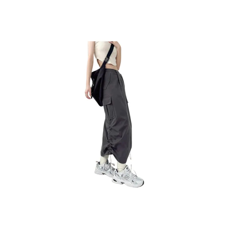Weixi Denim Long Skirt Women's Gray-4