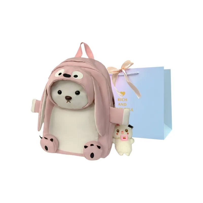 SUPERCUTE Nylon Backpack Women's Black/Pink/Dark Blue-9