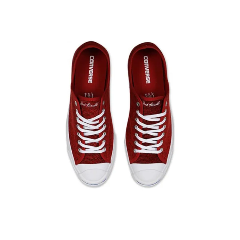 Converse Jack Purcell Anti Slip Wear Resistant Low Top Canvas Shoes Unisex Red-3