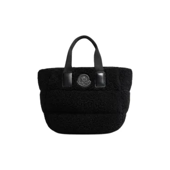 Moncler Teddy Fleece Fabric Tote Bag Shopping Bag Handbag Mini Women's Black