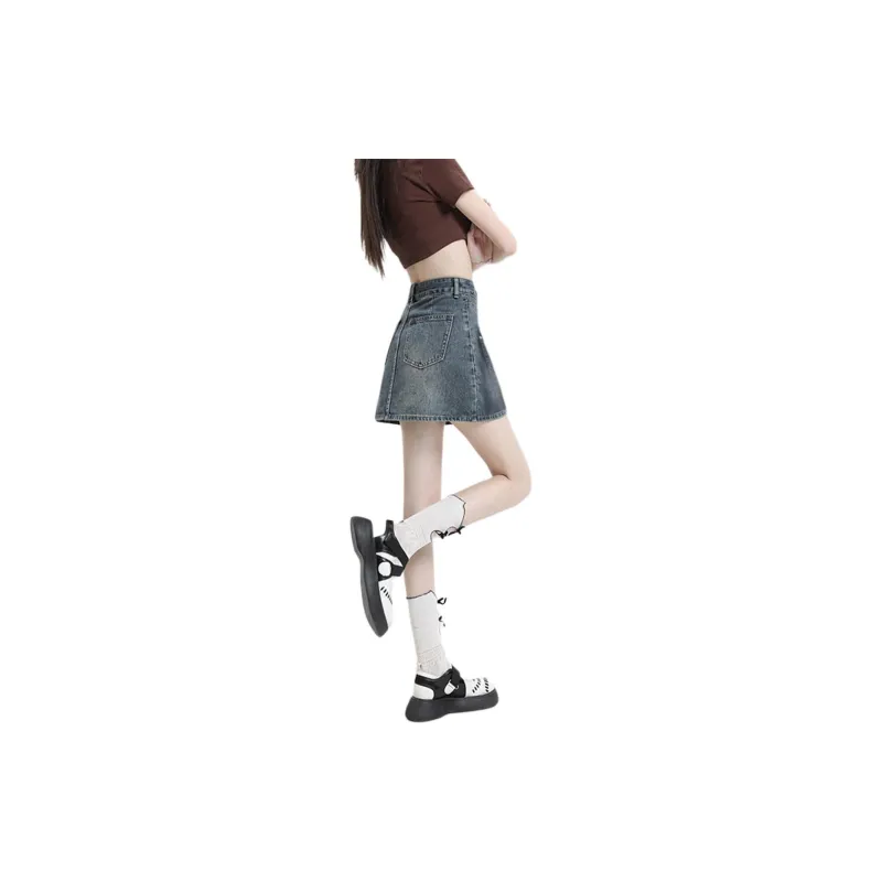 Weixi Denim Short Skirts Women's Blue-4