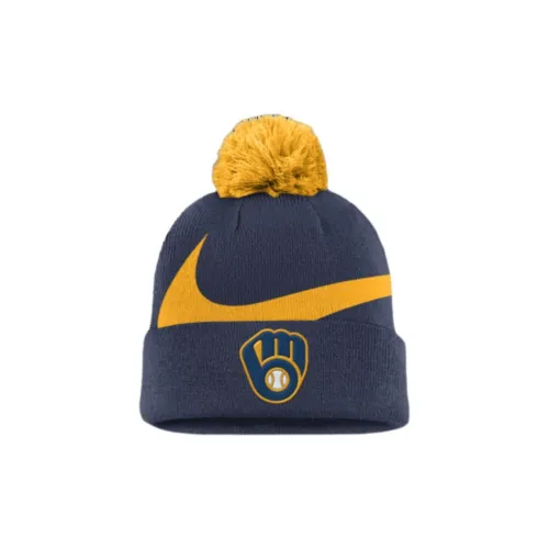 Nike Milwaukee Brewers Peak Men's low nike Mlb Cuffed Pom Beanie
