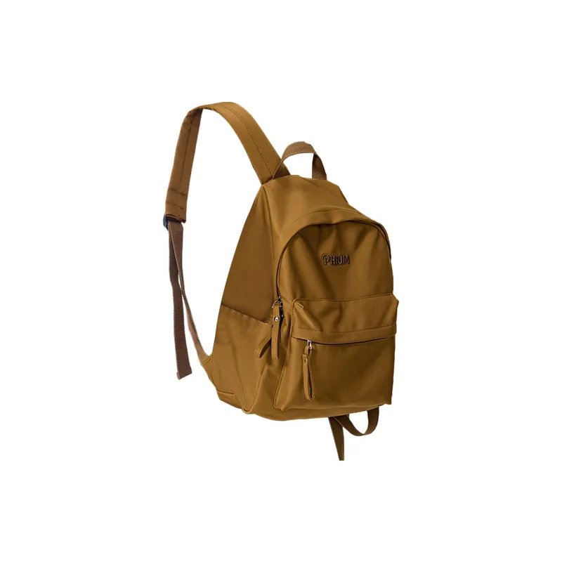 POY Nylon Fabric Backpack Medium Size Unisex Warm Brown Earth Tone-0