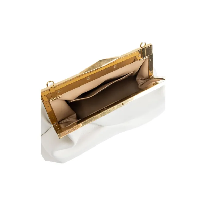 Jimmy Choo Logo Detailed Draped Clutch Bag-4