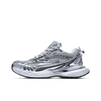 Crow Bear Genesis Series Chunky Sneakers Unisex Low Top Liquid Silver