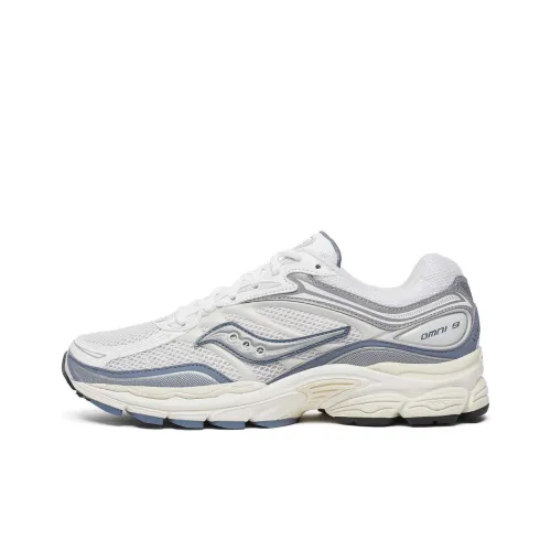 Saucony Pro Grid Omni 9 Anti Slip Wear Resistant Low Top Casual Running Shoes Unisex White Blue