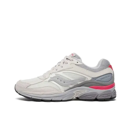 Saucony Pro Grid Omni 9 Anti Slip Wear Resistant Low Top Casual Running Shoes Unisex Beige Gray red