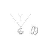 Butterfly Dream Necklace+Couple Rings Two-Piece Set
