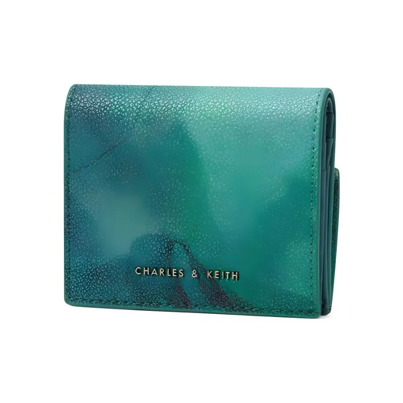 CHARLES&KEITH Leather Coin Purse Card Holder Wallet Mini Women's Pumpkin/Pale Pink/Blue Green-7