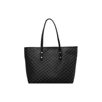 HCXK Pu Korean Style Trendy University Student Tote Bag, Multicolor Regular Women's Black/Coffee/Ecru