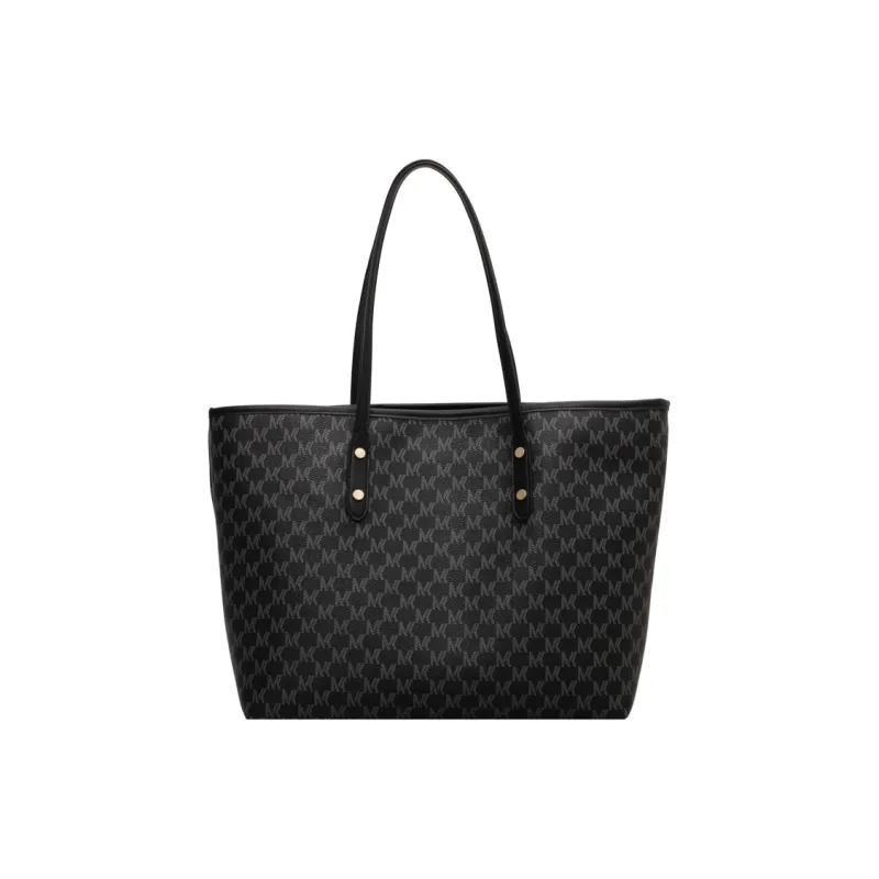 PULUWIRR Pu Korean Trendy College Tote Bag Multicolor Regular Women's Black/Coffee/Ecru-0