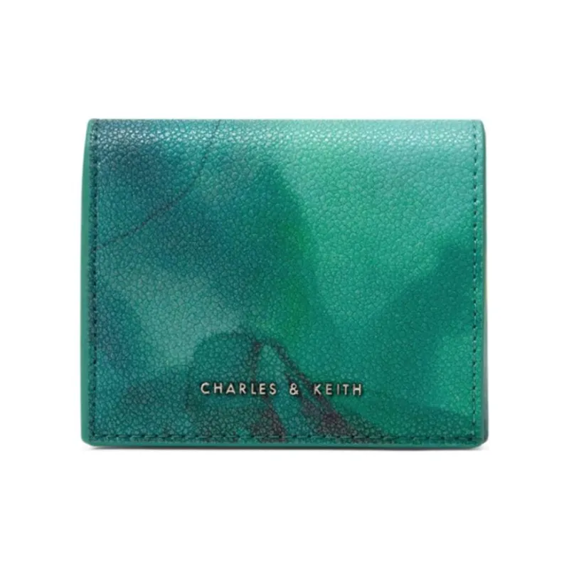 CHARLES&KEITH Leather Coin Purse Card Holder Wallet Mini Women's Pumpkin/Pale Pink/Blue Green-6