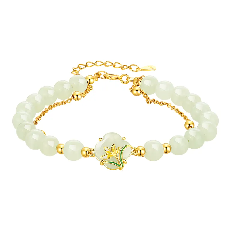 Bao Yi 925 Sterling Silver Hetian Jade Bracelets Women's Pale Greenish White Jade-1