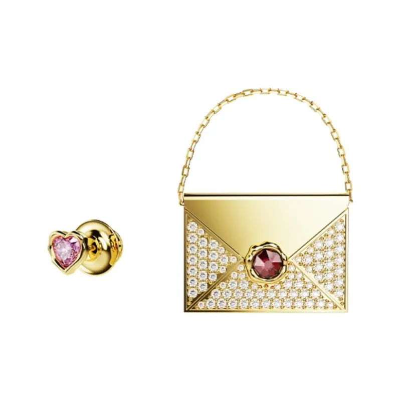 Swarovski Faux Crystal Brooches Unisex Gold-1