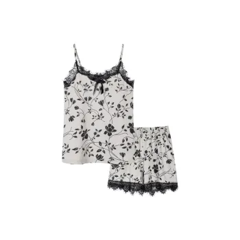 H-YXIANG Pajama Set Women's Black White