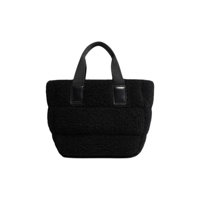 Moncler Teddy Fleece Fabric Tote Bag Shopping Bag Handbag Mini Women's Black-1
