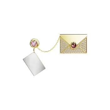Swarovski Faux Crystal Brooches Unisex Gold