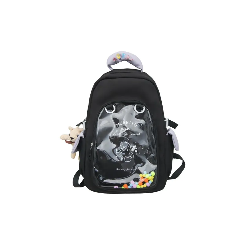 DALO Nylon With PVC Backpack Women's Black/Purple/White-0