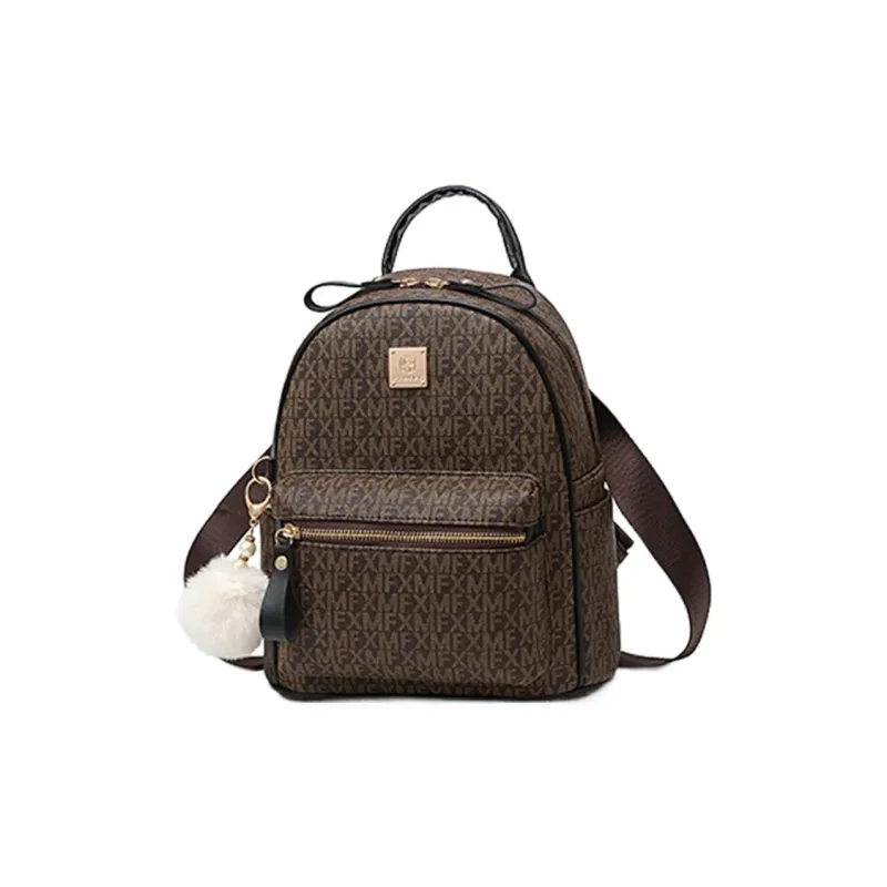 PINK·LAND PU Backpack Regular Women's Ecru/Coffee-5