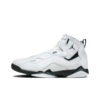 Jordan True Flight Anti Slip Wear Resistant High Top Vintage Basketball Shoes Men's White Green Black