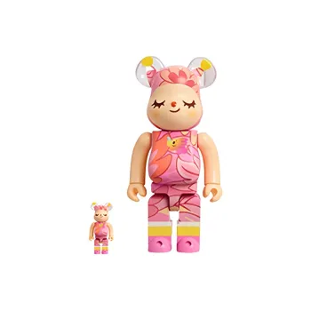 BE@RBRICK 400%100% Art Collection Greenie & Elfie Sakura Pink Trendy Figures 7cm/28cm