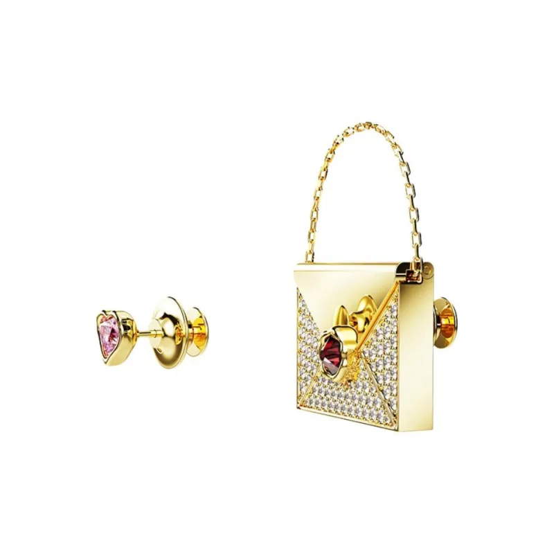 Swarovski Faux Crystal Brooches Unisex Gold-2