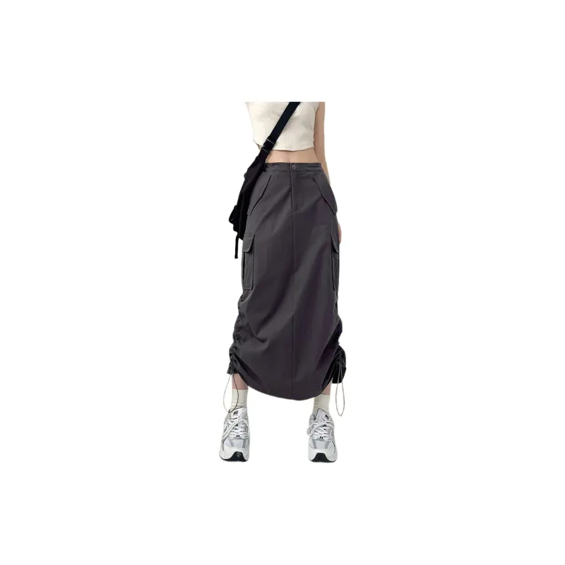 Weixi Denim Long Skirt Women's Gray-5
