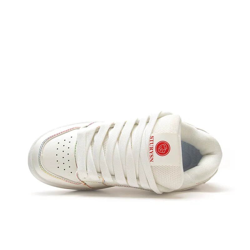 STUR YSN Skateboard Shoes Unisex White Rainbow-3