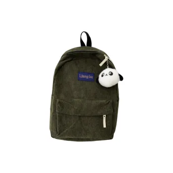 Cwatcun Corduroy Fabric Backpack Regular Women's Green/Apricot/Brown/Black