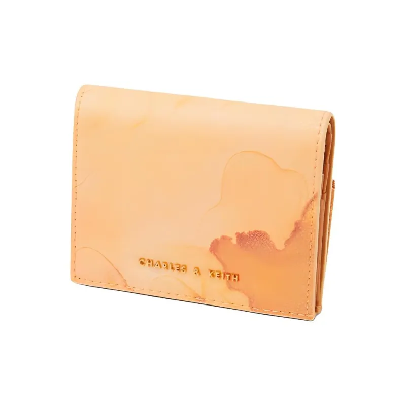 CHARLES&KEITH Leather Coin Purse Card Holder Wallet Mini Women's Pumpkin/Pale Pink/Blue Green-1