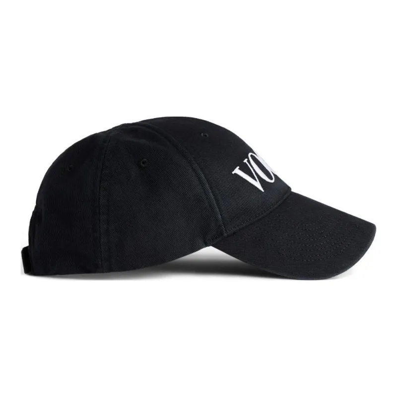 Balenciaga Cotton Baseball Caps Women's Washed Black-3