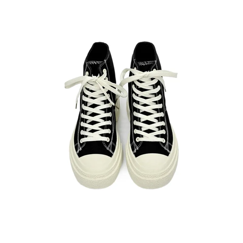 SLNU 3 Anti Slip And Wear Resistant Height Increasing High Top Canvas Shoes Unisex Black-3