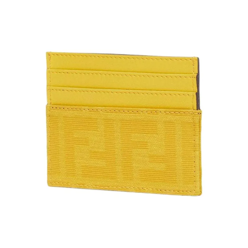 FENDI ROMA Jacquard Fabric Card Holder Regular Unisex Yellow-1