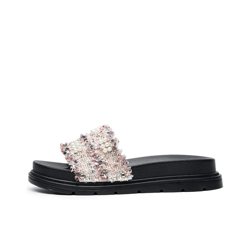 AOKANG PVC Polyvinyl Chloride Slip Resistant Casual Versatile Platform Slide Slippers Women's-0