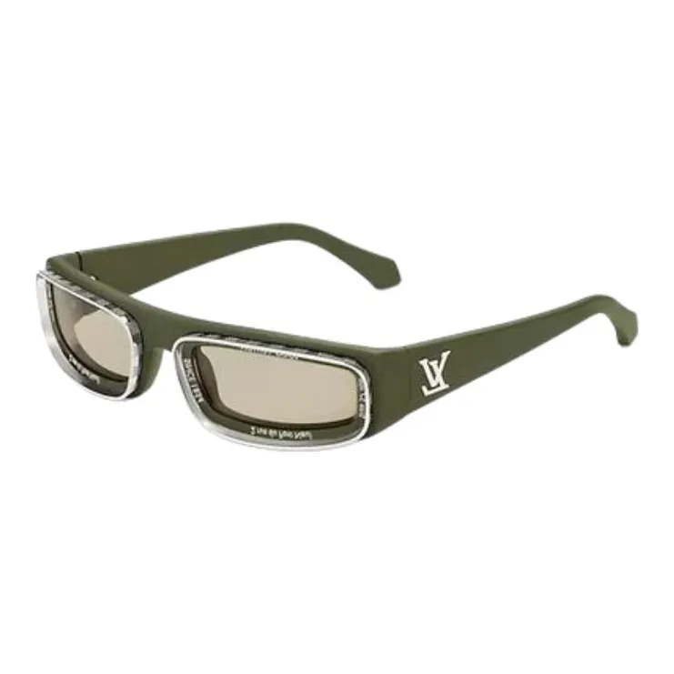 LOUIS VUITTON Nylon Rubber Rectangular Sunglasses Men's Multicolor-4