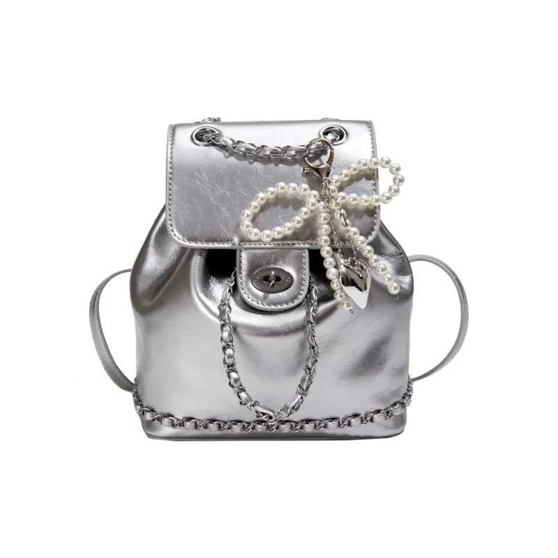 DALO PU Backpack Women's Ecru/Black/Silver-8