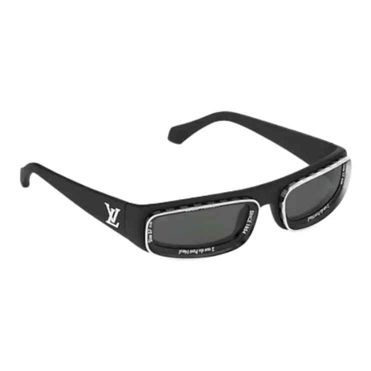 LOUIS VUITTON Nylon Rubber Rectangular Sunglasses Men's Multicolor-3
