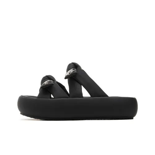 JOSINY Sequins Abrasion-Resistant Slide Slippers Women's Black